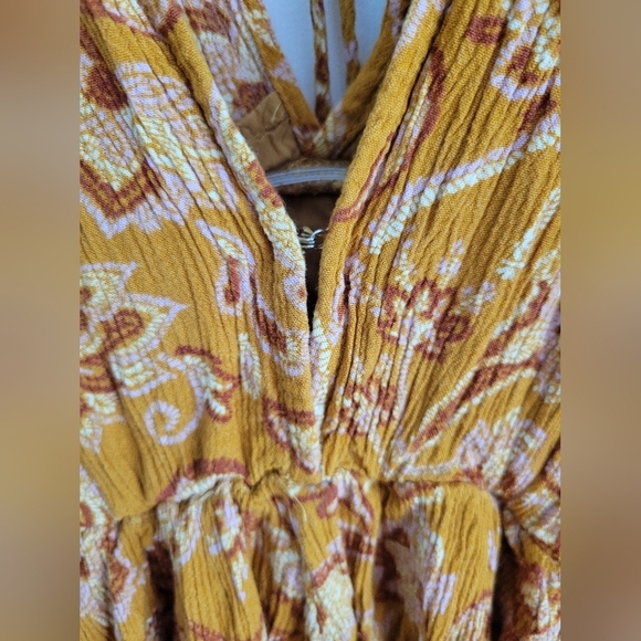 Vici Womens Boho Paisely Yellow Summer Cocktail Mini Dress Size Small - Picture 4 of 7